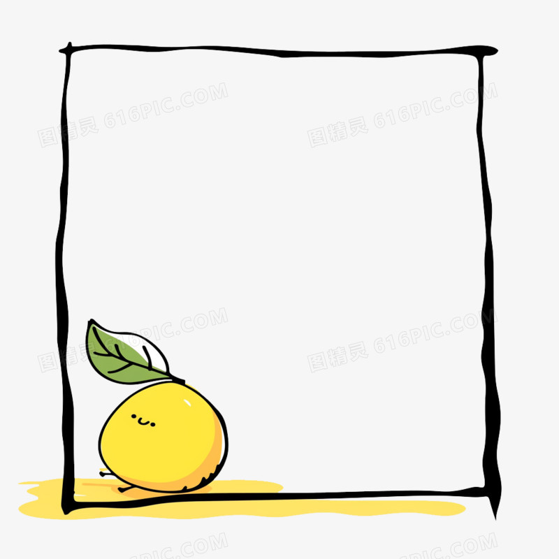 卡通风简单柠檬边框免抠元素
