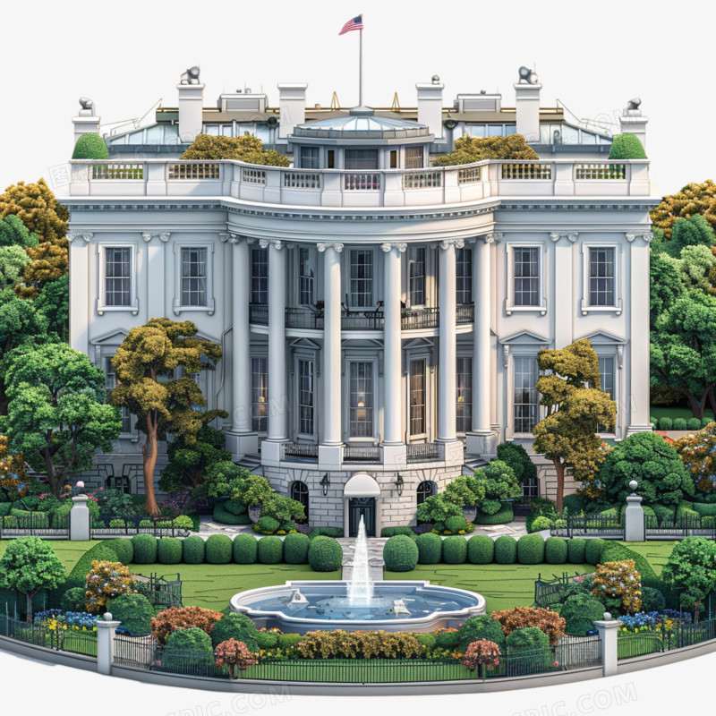 3D白宫建筑免抠元素