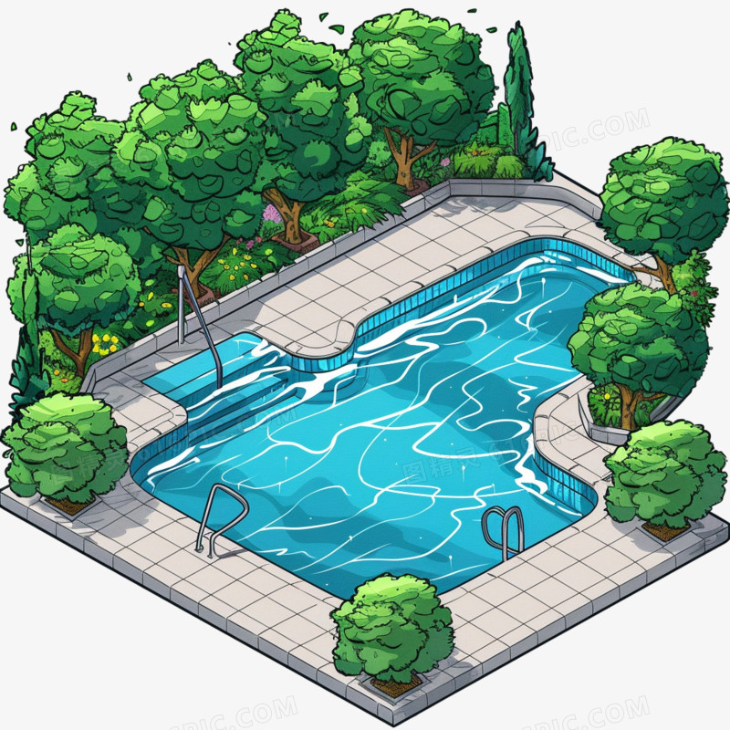 游泳池公共场所免抠元素