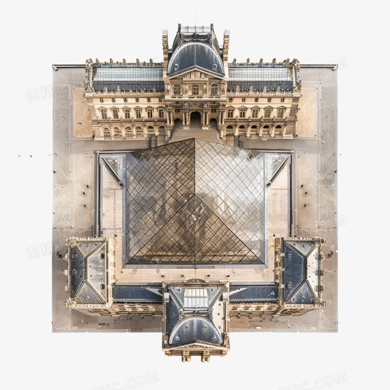 巴黎卢浮宫的俯视图