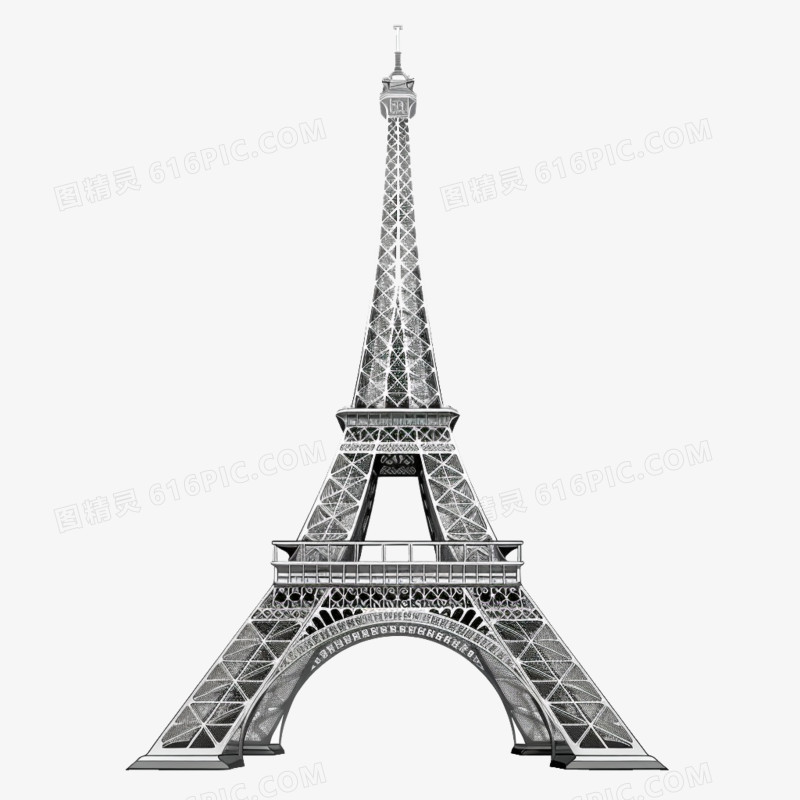 巴黎铁塔的卡通手绘元素