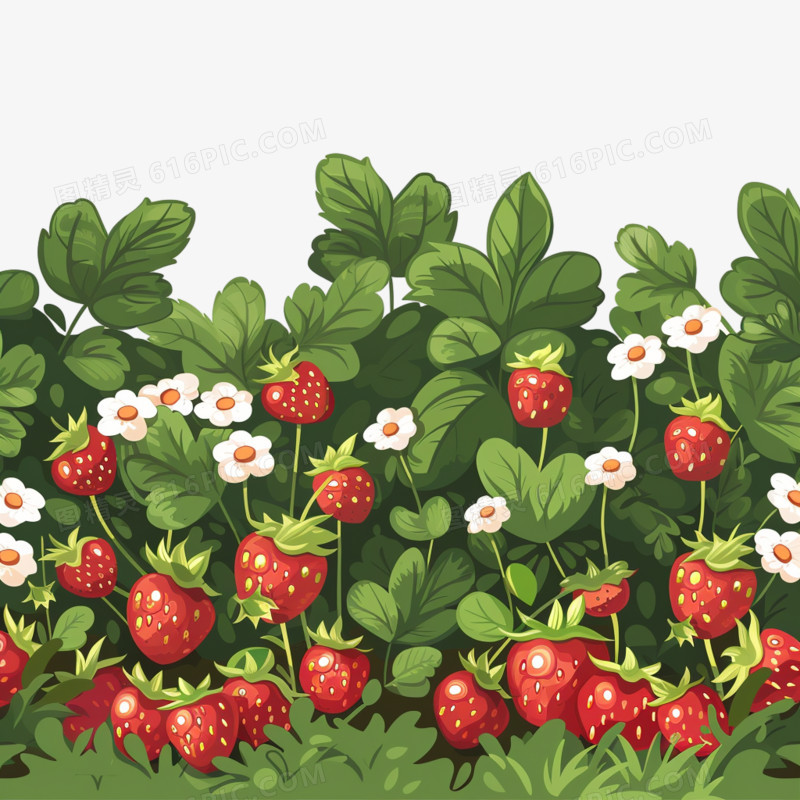 草莓园田园免抠元素
