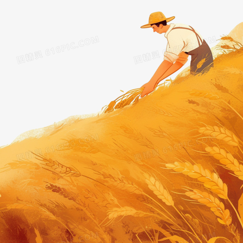 收割小麦免抠元素