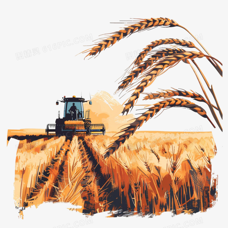 收割小麦免抠元素