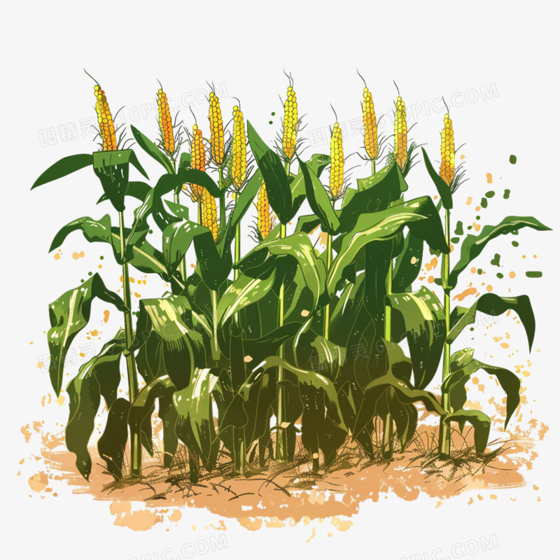 玉米地插画免抠元素