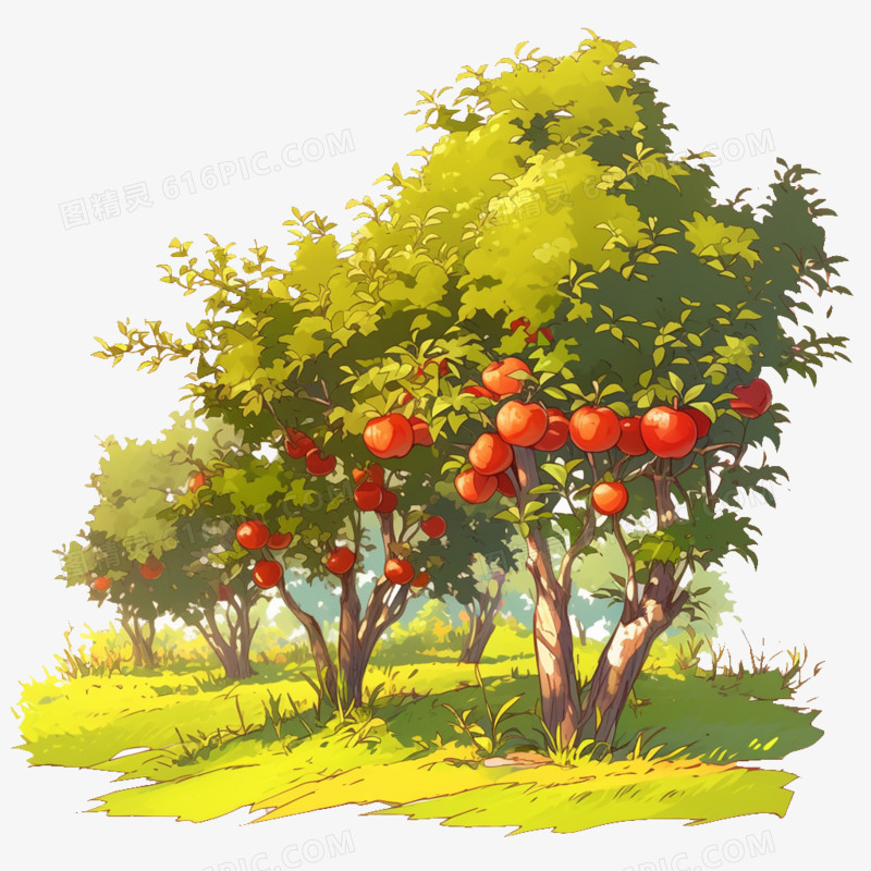 卡通风农业苹果园免抠元素