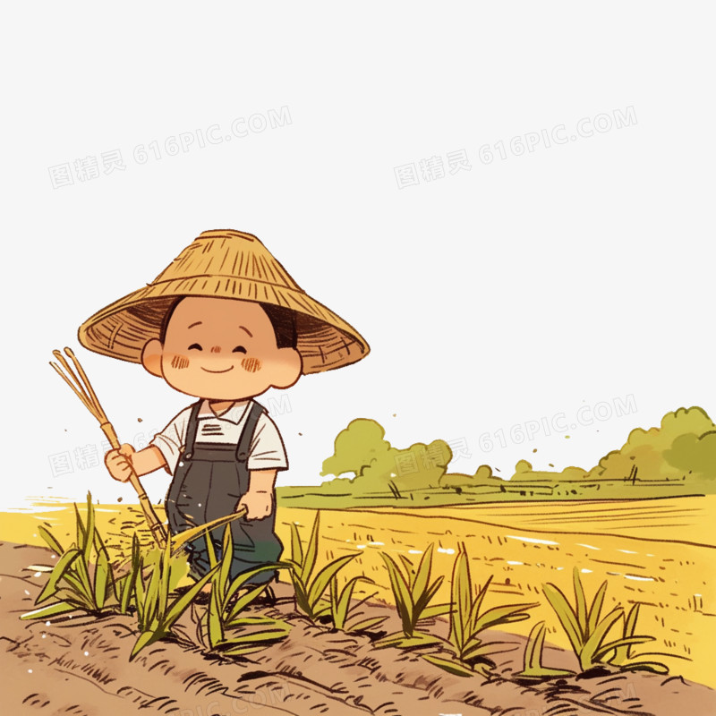 卡通风农业农民种地免抠元素