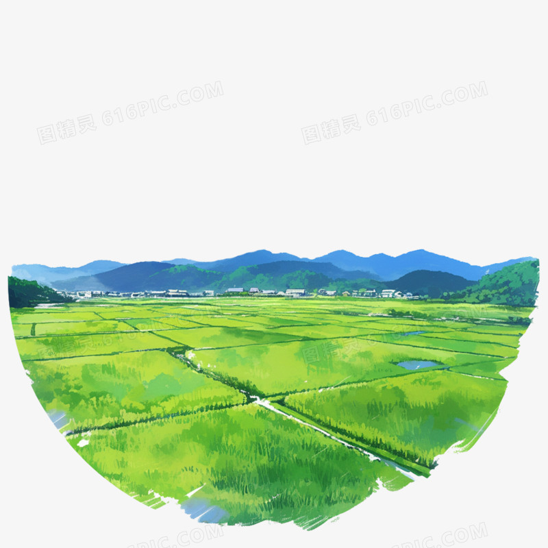 卡通风农业稻田免抠元素