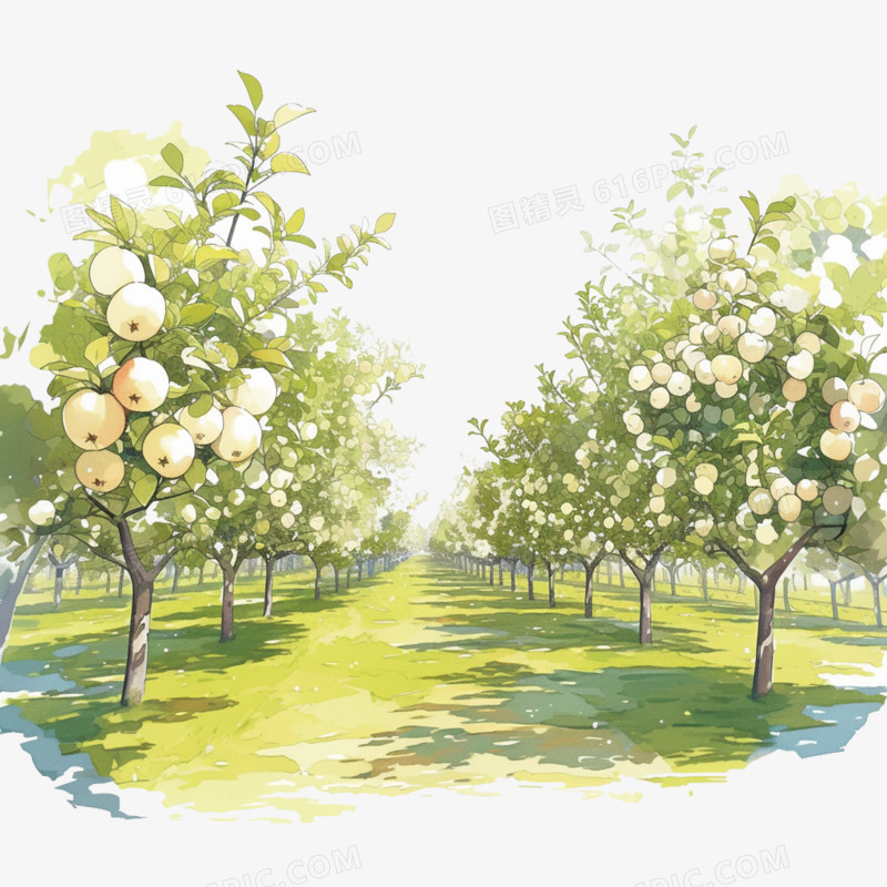卡通风农业青苹果园免抠元素