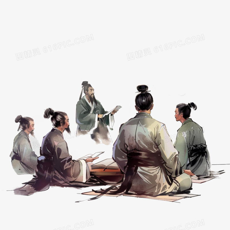 中国风教师在上课的手绘元素