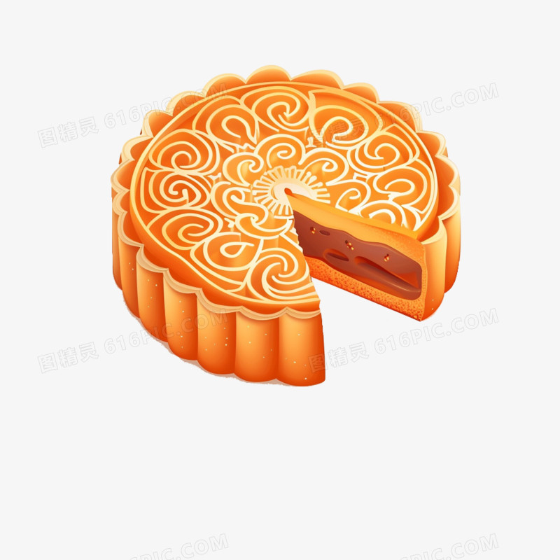 精致的月饼手绘元素