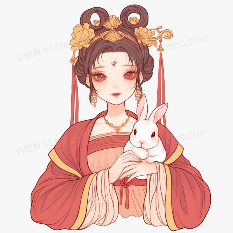 中国风格的嫦娥和玉兔的元素