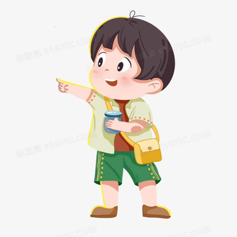 手绘免抠小男孩元素