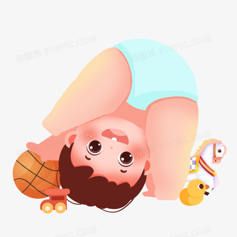 一组创意插画可爱宝宝婴儿集合元素六