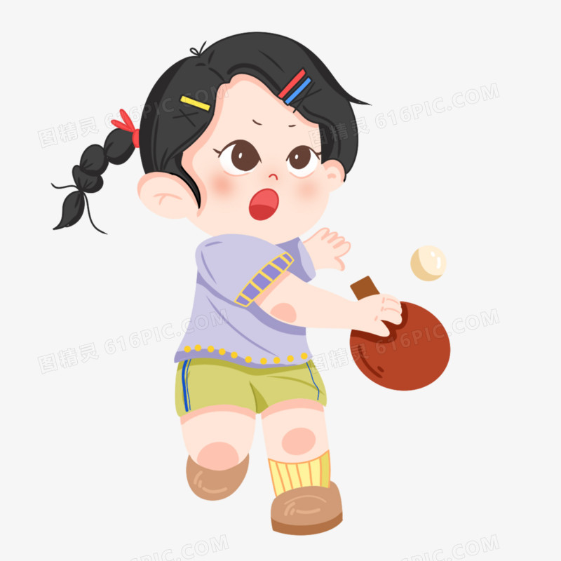 一组儿童体育课运动免抠元素合集一