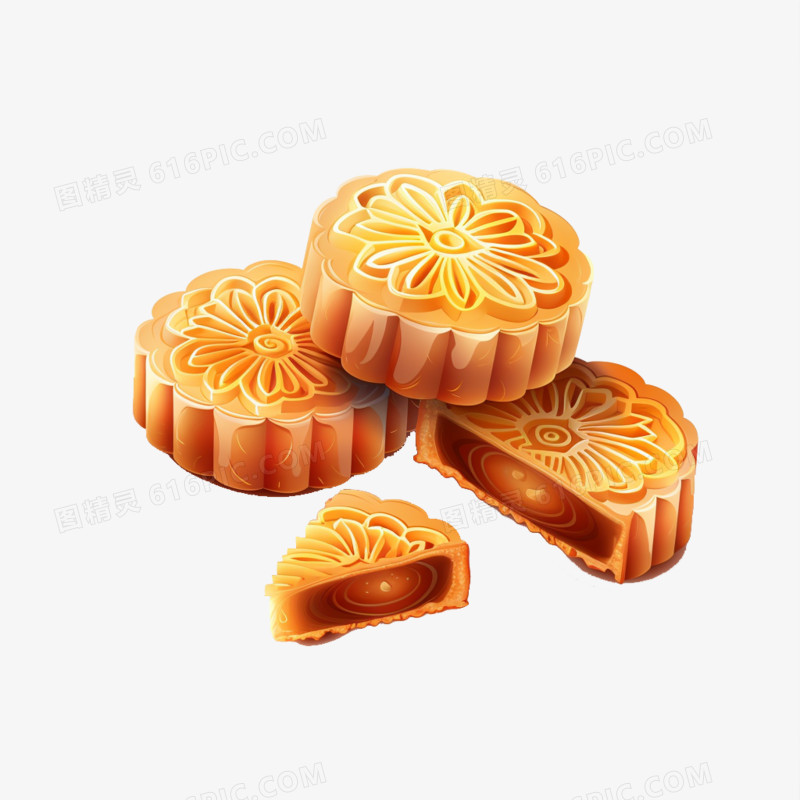 精致的月饼手绘元素