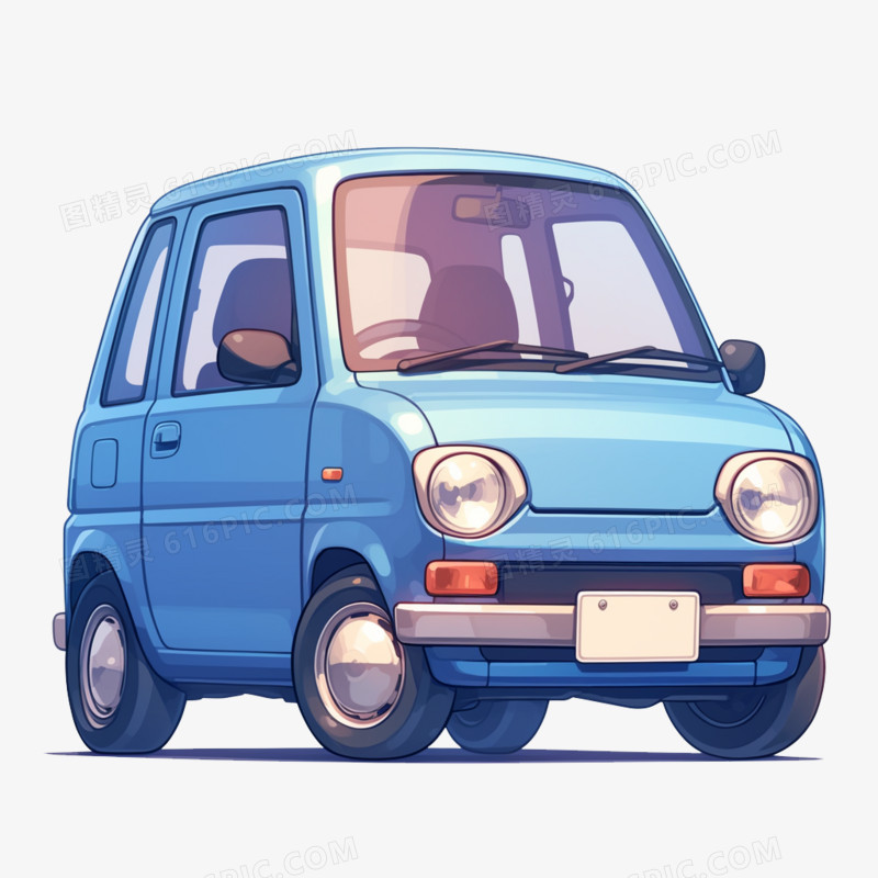 卡通风蓝色小轿车免抠元素