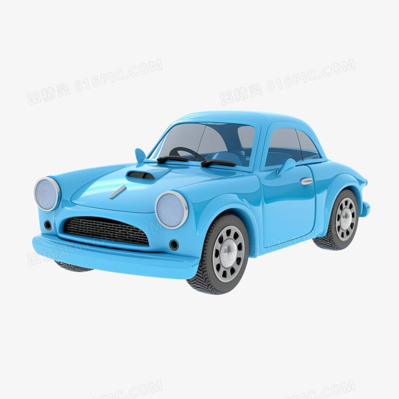 3D蓝色轿车高清汽车免抠素材