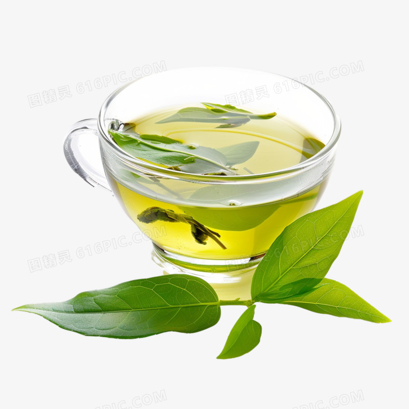 实拍绿茶热饮免抠元素
