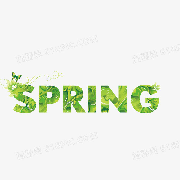 春天  spring 绿色 树叶 花纹