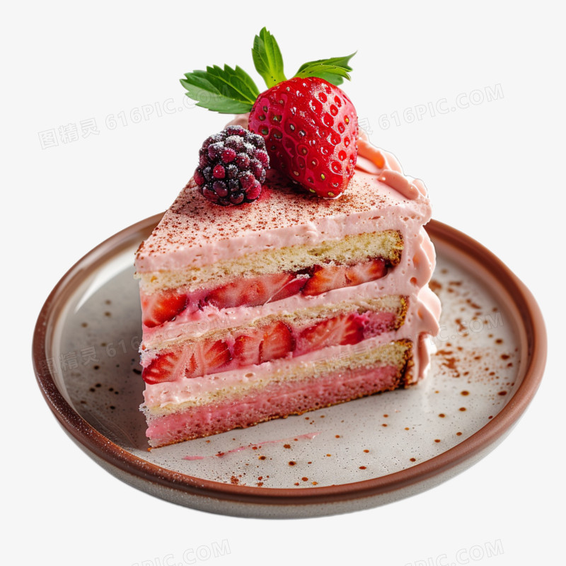 实拍糕点一块草莓蛋糕免抠元素