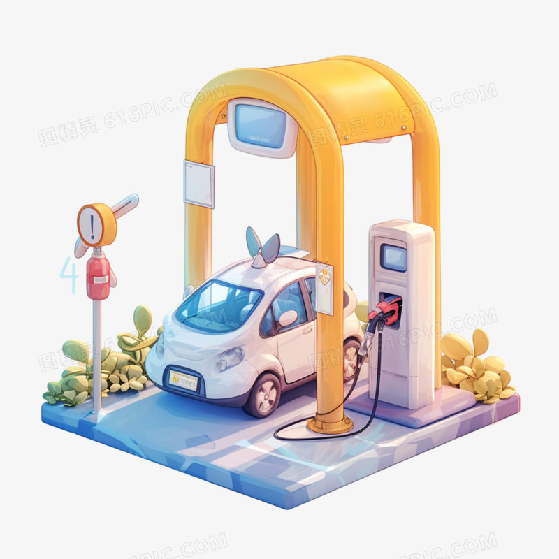 3D汽车加油充电免抠元素