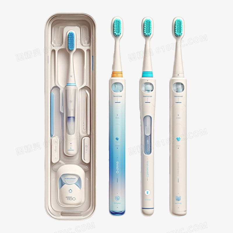 3D爱牙日电动牙刷免抠元素