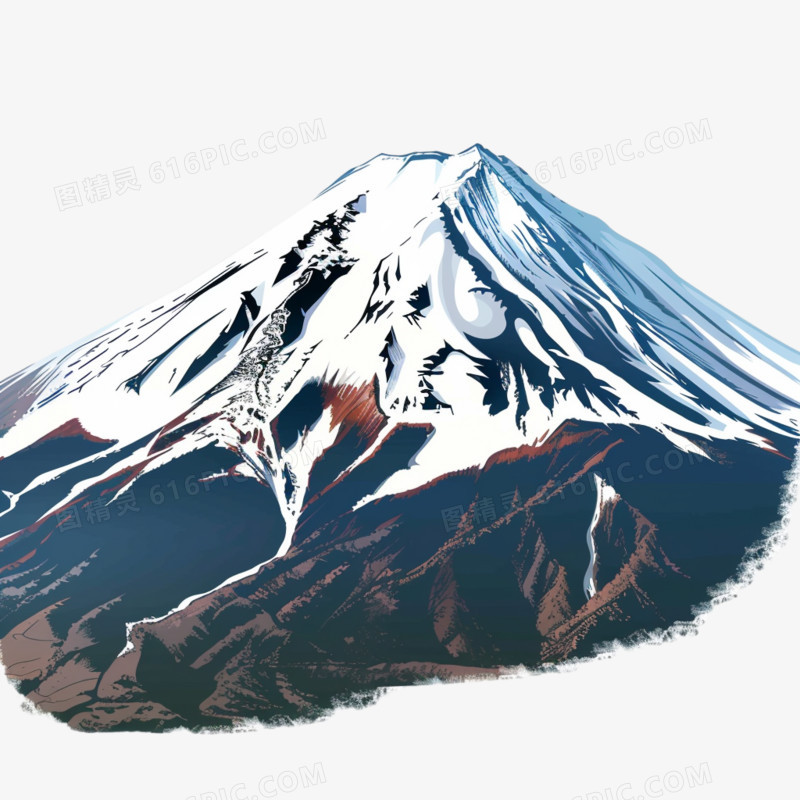 卡通世界著名景点日本富士山免抠元素