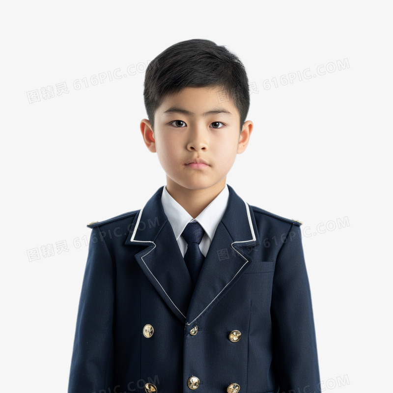 AI真人人像穿制服的男小学生免抠元素