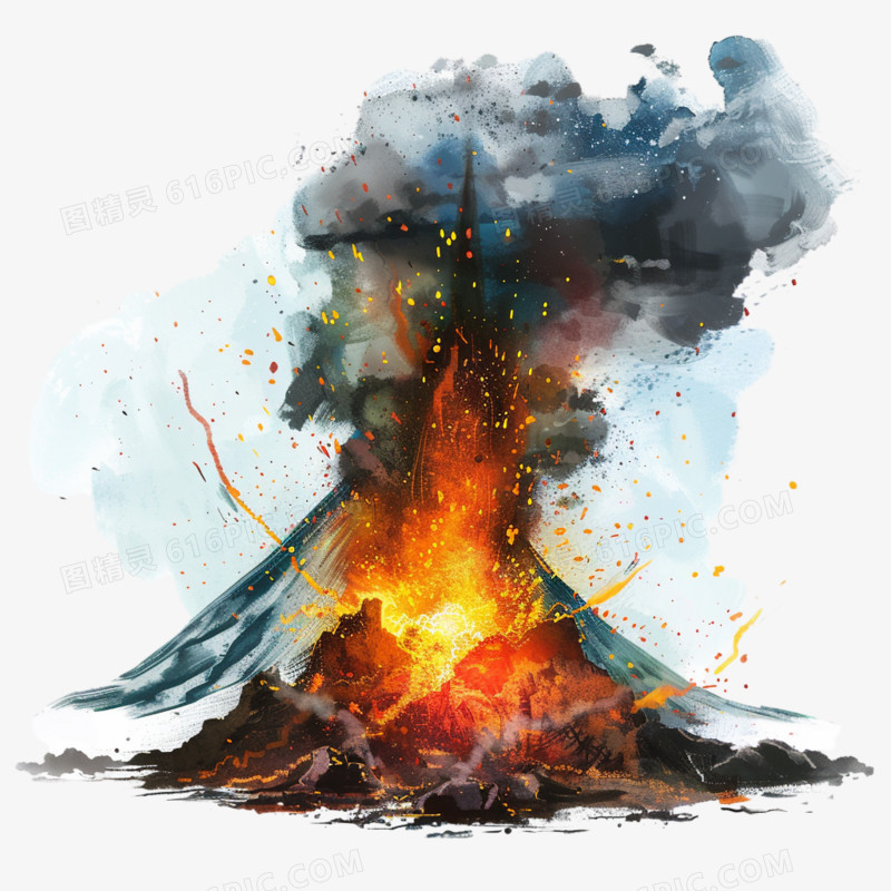 火山喷发免抠元素