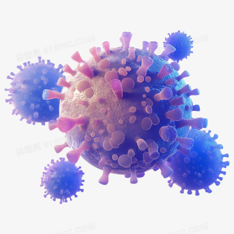 3D卡通手绘病毒免抠元素