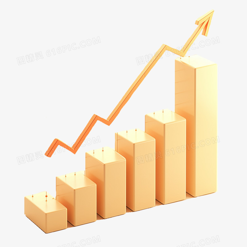 3D卡通金融柱状图和箭头免抠元素