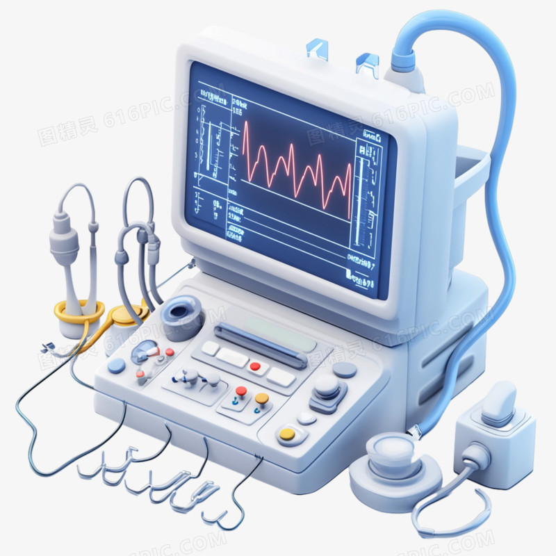 3D医疗器材心电图机器免抠元素