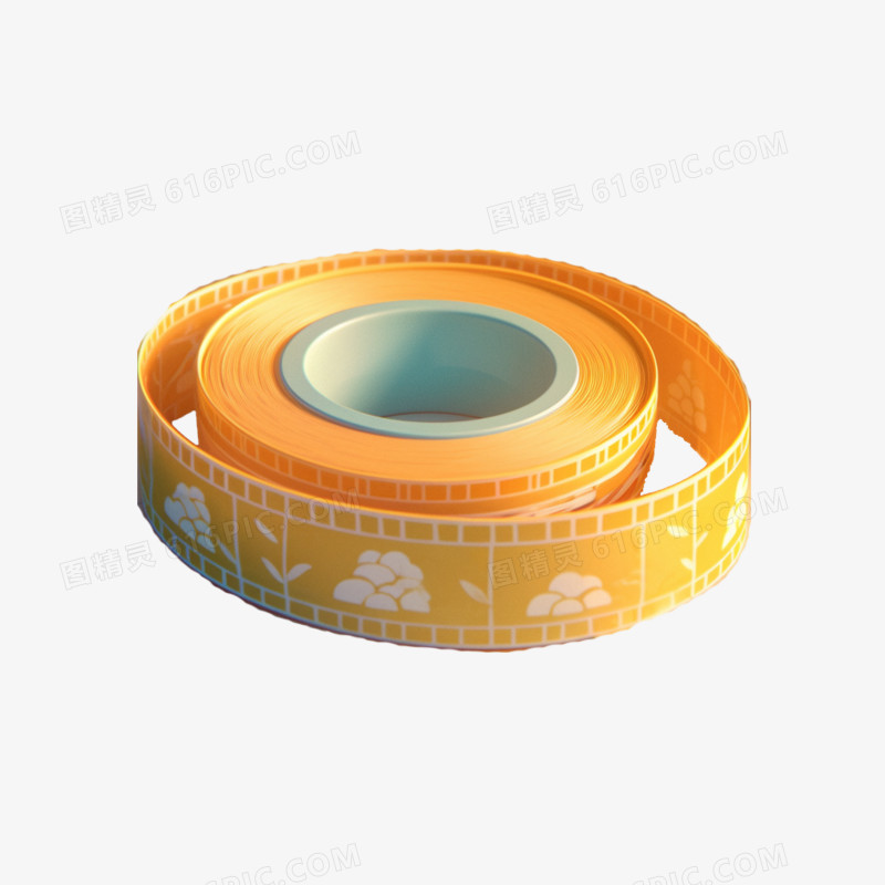 3D素材办公用品黄色胶布免抠元素