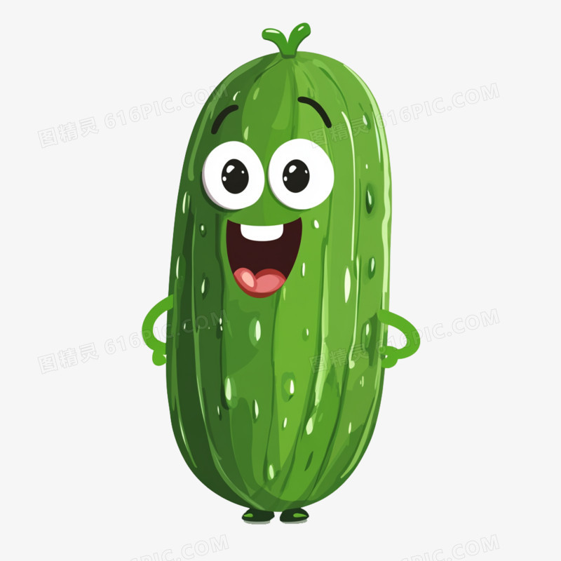 卡通拟人蔬菜青瓜免抠元素