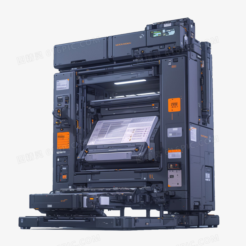 3D素材办公用品黑色打印机免抠元素