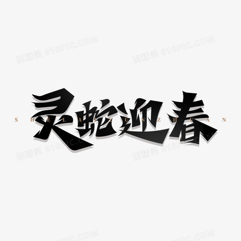 蛇年主题成语艺术字免抠元素三