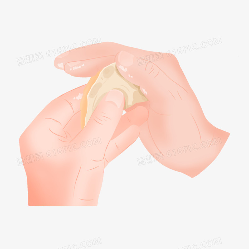 立冬包饺子手势手绘元素