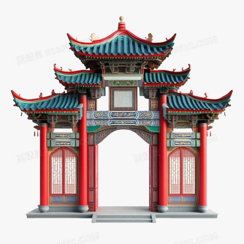 中国古代3D建筑免抠元素