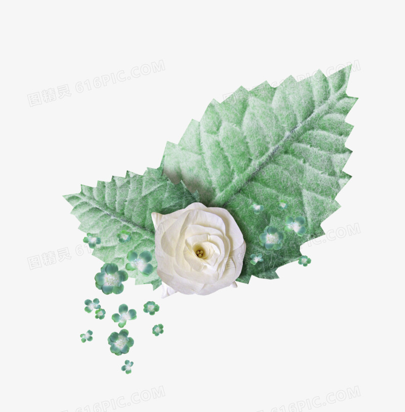 绿色小白花装饰