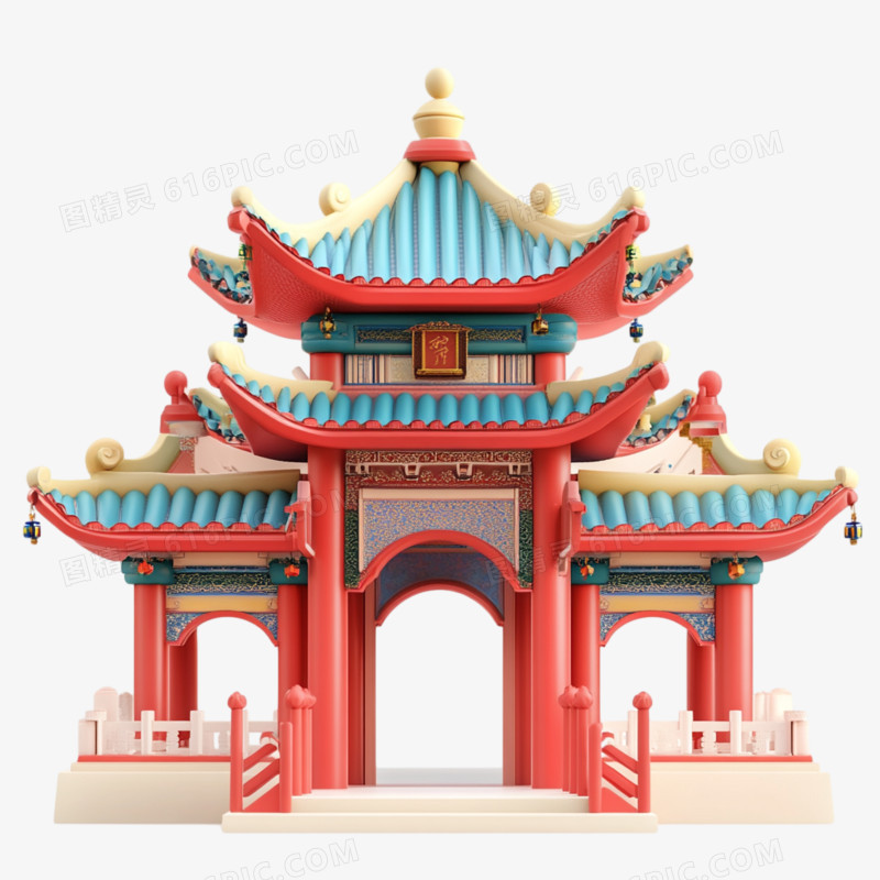 3D中国风建筑宫殿免抠元素