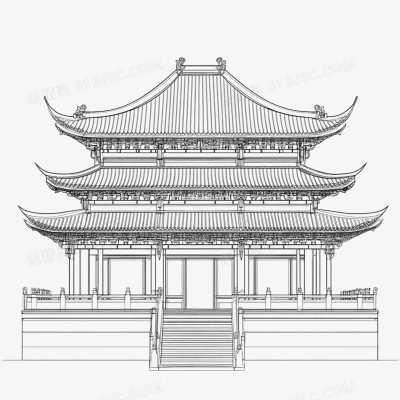 中国风建筑宫殿免抠元素