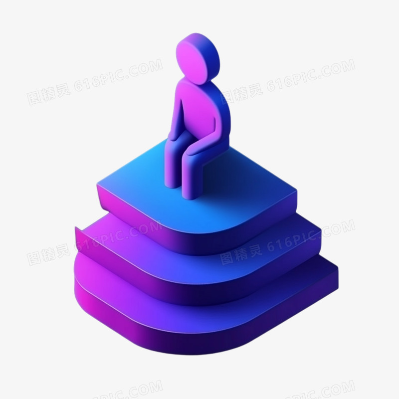 3D紫色logo图标免抠元素