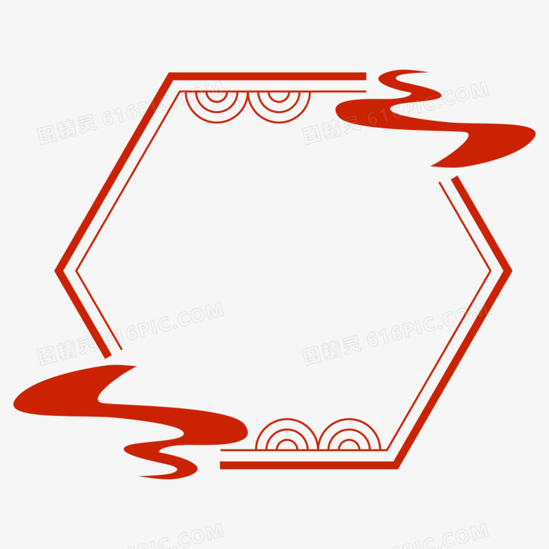 红色国潮风手绘中式边框套图合集免抠元素六