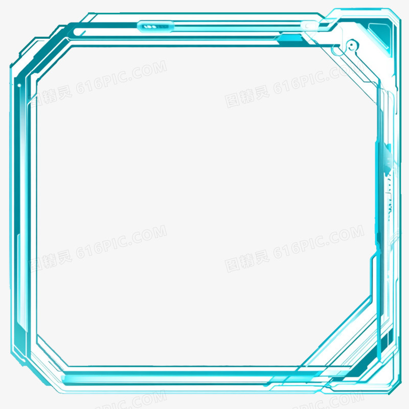 科技风通用素材方形蓝色边框免抠元素