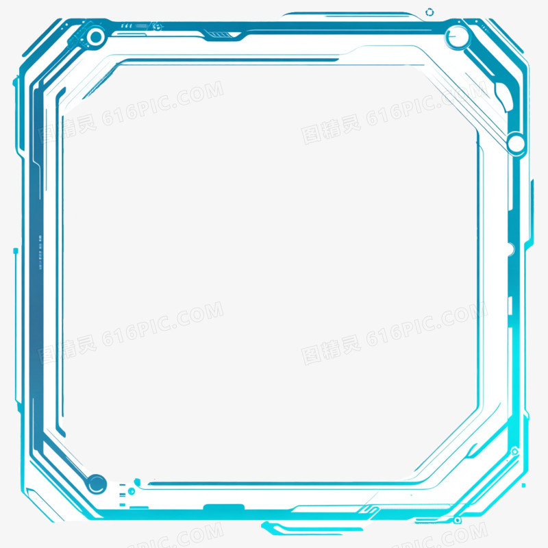科技风通用素材方形蓝色边框免抠元素