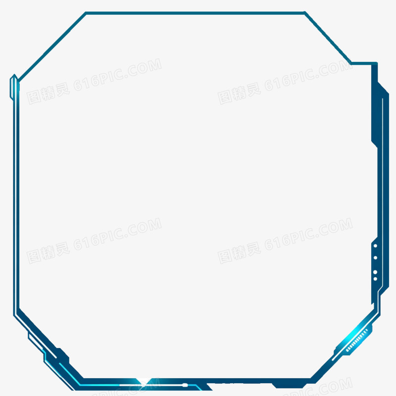 科技风通用素材方形蓝色边框免抠元素