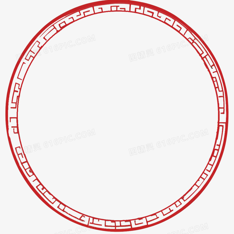 中国风通用素材红色圆形边框免抠元素