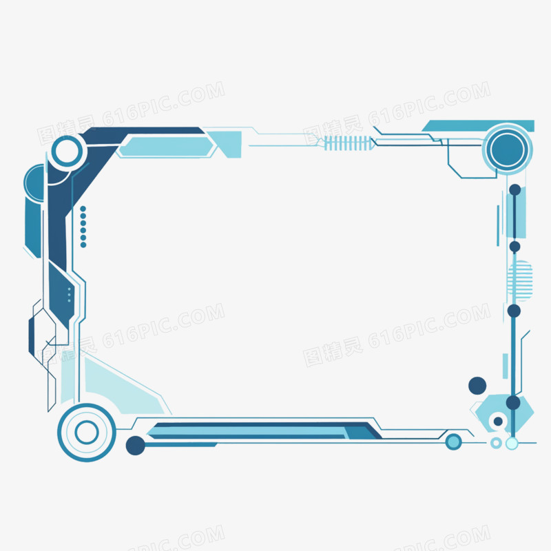 插画风格通用科技边框免抠元素