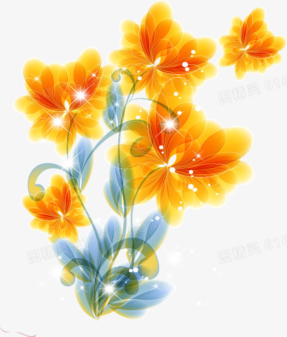 梦幻黄色花朵图案